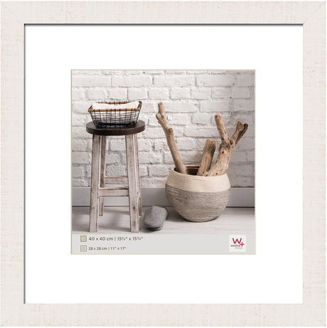 Walther home - cadre en bois - format photo 40x40 cm - blanc polaire