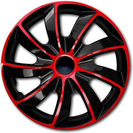 Jeu quad de 14 enjoliveurs, rouge et noir, 4 pièces