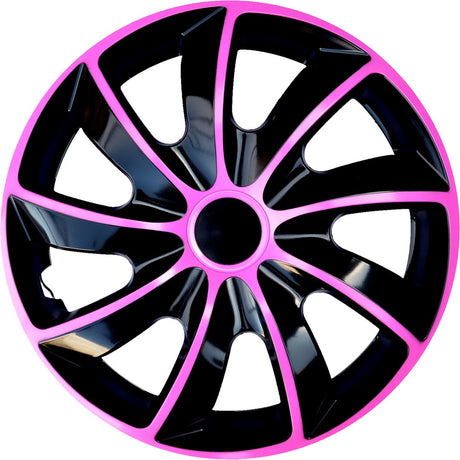 Nrm quad bicolor - enjoliveurs 14 - jeu de 4 pièces plastique - rose noir