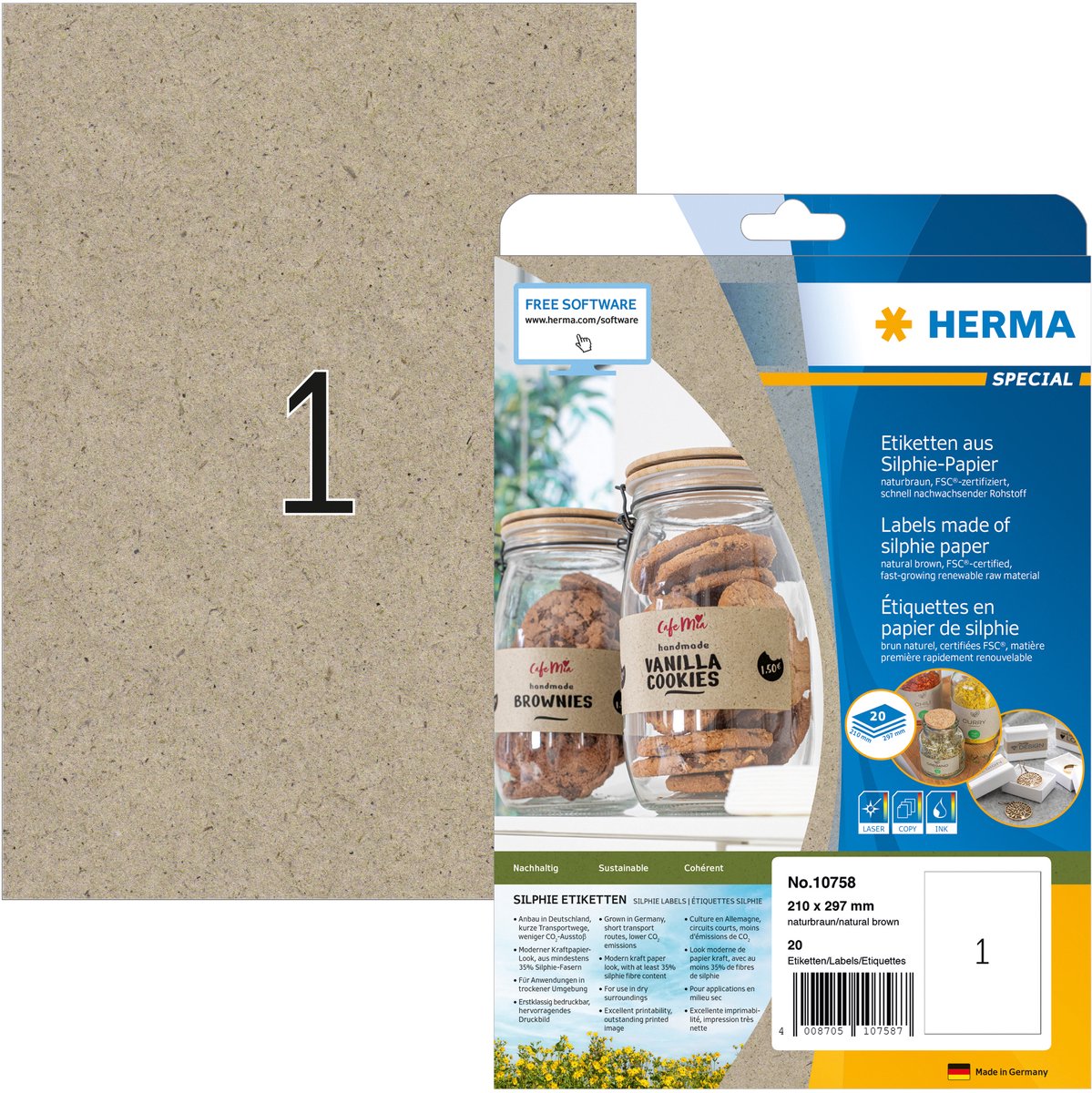 Herma silphie - étiquette 10758 210x297mm silphie br 20 pièces