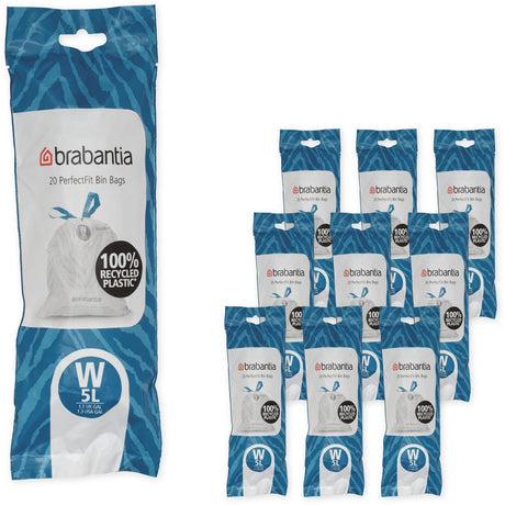 Sacs poubelle Brabantia perfectfit - 5 l - code w - 10 rouleaux x 20 pièces