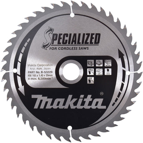 Accessoires Makita lame de scie circulaire bois | spécialisé 165x20x1.45 44t 23g - b-53229 b-53229