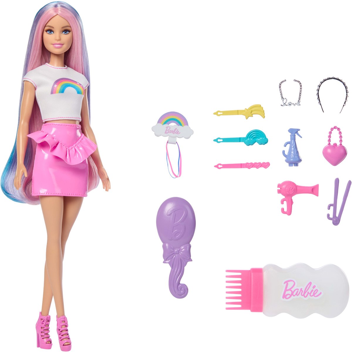 Barbie fabuleux jeu de cheveux scintillants arc-en-ciel