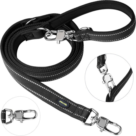 Peluvio amigo – laisse pour chien 2,2 m – 2,5 cm de large – réglable – réfléchissante – nylon – noir – taille l – pour grands et très grands chiens