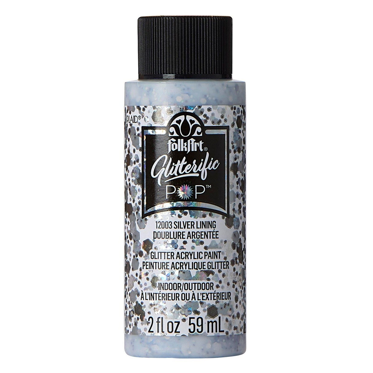 Folkart • peinture acrylique pop scintillante doublure argentée 59ml