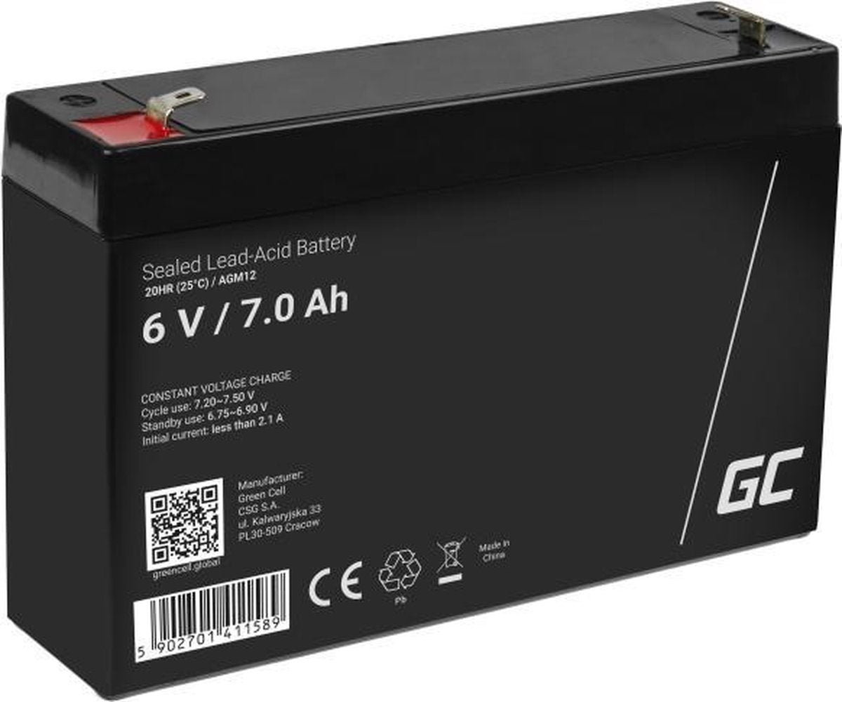 Batterie verte 6v 7ah (4,6 mm) 7000 mah vrla agm