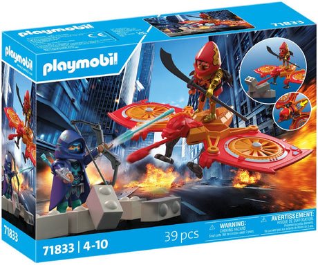 Playmobil | héros | drone héros contre ninja maléfique | jouets à partir de 5 ans | cadeau pour les enfants | avec des figurines de jeu de drones pour des jeux de rôle aventureux | 71833
