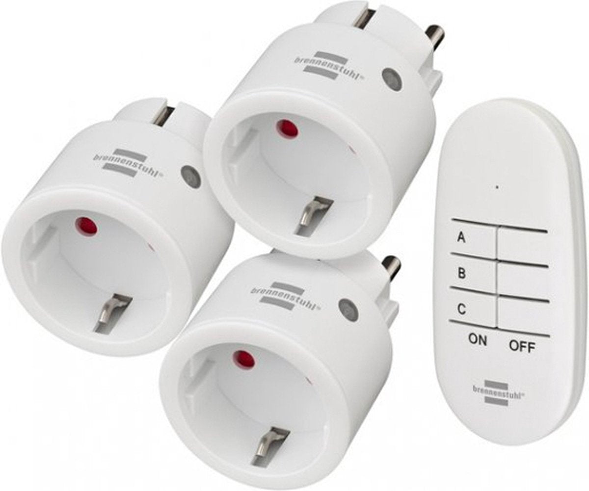 Brennerstuhl set d'interrupteurs sans fil Comfort-Line mini 3+1, 3 mini interrupteurs sans fil (pour l'intérieur, avec télécommande et protection de contact supérieure) blanc