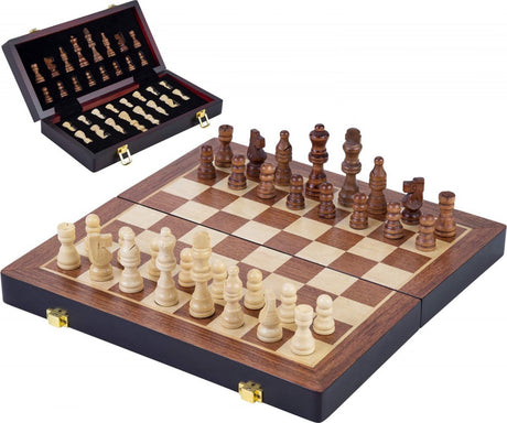 Jeu d'échecs pliable en bois de base 38,5x38,5x5,8 cm