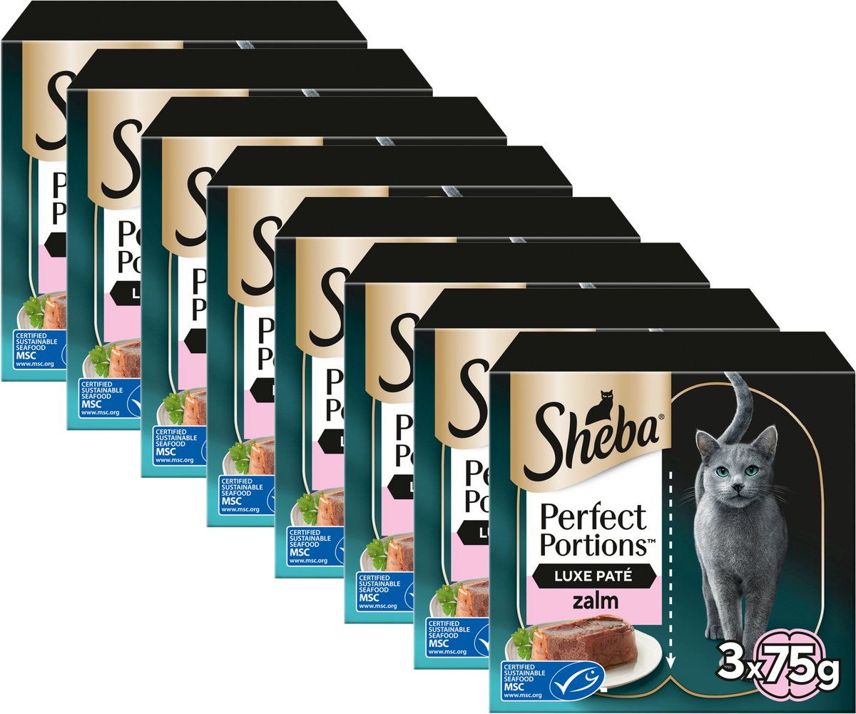 Nourriture pour chat Sheba - portions parfaites - nourriture humide - pâté de saumon de luxe - 24 x 75gr