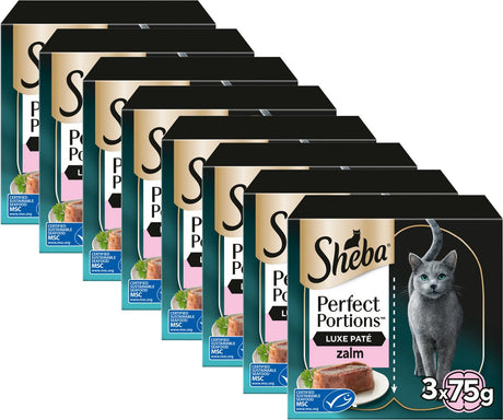 Nourriture pour chat Sheba - portions parfaites - nourriture humide - pâté de saumon de luxe - 24 x 75gr