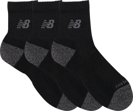 New balance active qtr chaussettes 3 pack chaussettes de sport unisexes - noir