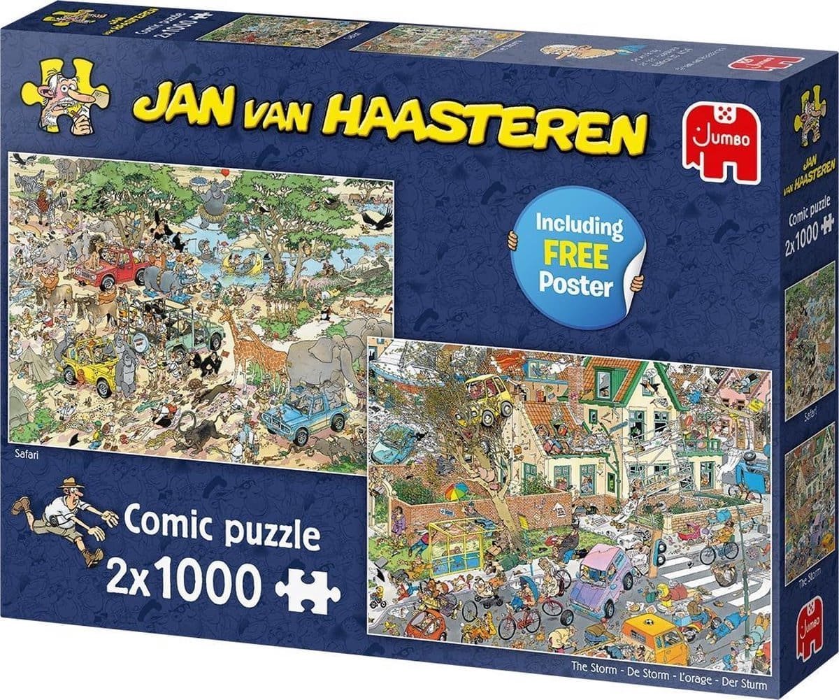 Jan van Haasteren - Safari Storm - Puzzle 2 en 1 - Puzzle 2 x 1000 pièces - Puzzle