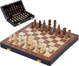 Jeu d'échecs Engelhart Deluxe pliable – Jeu d'échecs en bois de frêne – Échiquier luxueux marron 38 x 38 x 5,8 cm – pliable compact –