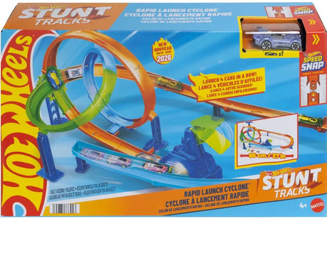 Mattel Hot Wheels Stunt Tracks Ensemble de pistes de cyclone à lancement rapide et voiture jouet en métal