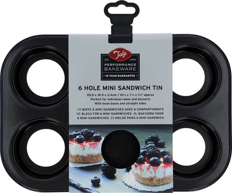 Tala performance - mini moule à gâteau - 6 x 8 cm - lot de 6 - fond amovible - revêtement antiadhésif - sans pfas