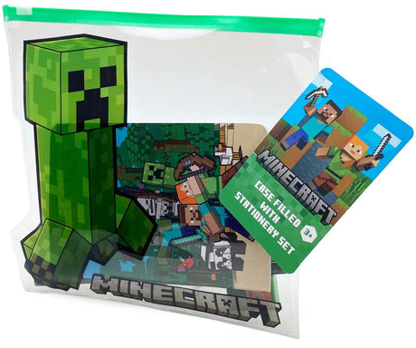 Trousse à crayons en forme de Minecraft remplie