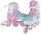 Rollers en ligne Street Rider rose vert réglables, taille 37-40