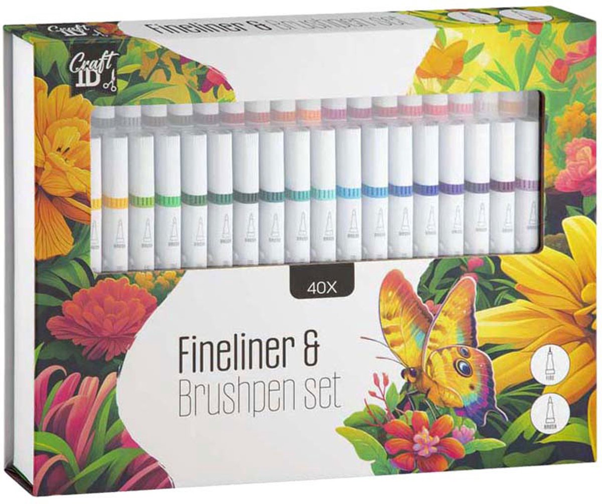 Craft id color set stylo pinceau fineliner 40 pièces