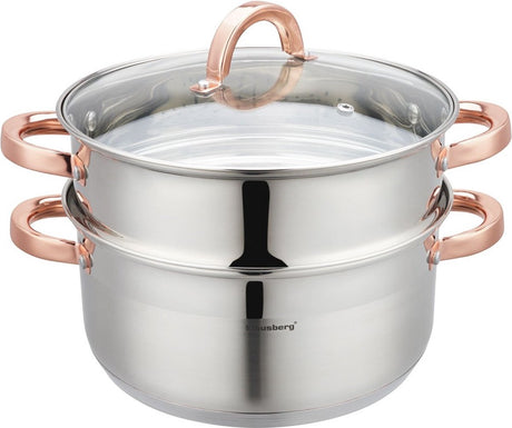 Klausberg 7734 - poêle à vapeur - 3 parties - 24 cm - 5 litres - inox - tous feux