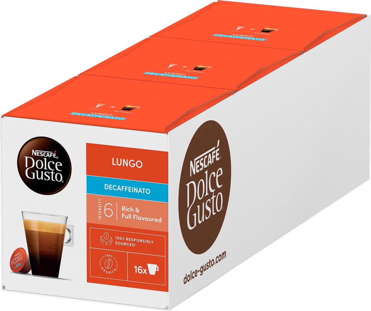 Nescafé dolce gusto capsules longo decaffeinato - 48 tasses à café pour 48 tasses de café