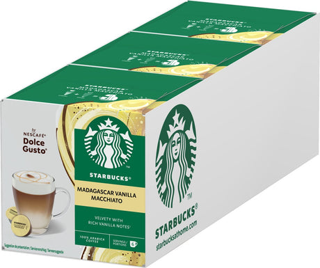 Starbucks by dolce gusto capsules madagascar vanilla macchiato - 36 koffiecups voor 18 koppen koffie