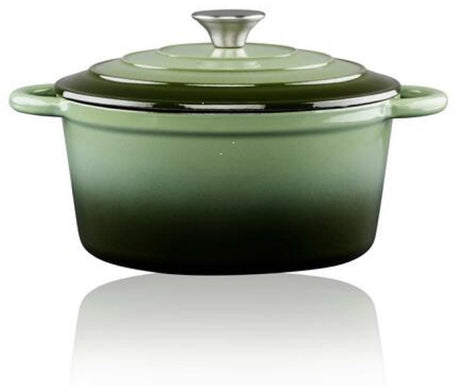Alpina braadpan stoofpan - gietijzer emaille - 3,8 liter - d24 cm - groen - voor stoofpotten stoofvlees