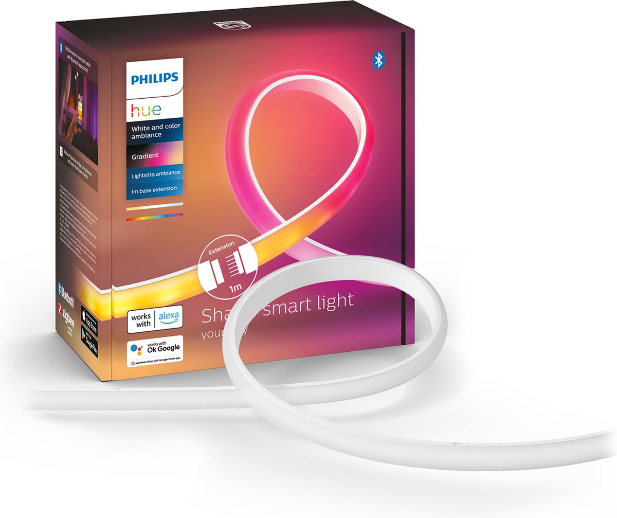 Philips Hue bande lumineuse dégradée rallonge 1 mètre - ambiance blanche et couleur - Bluetooth