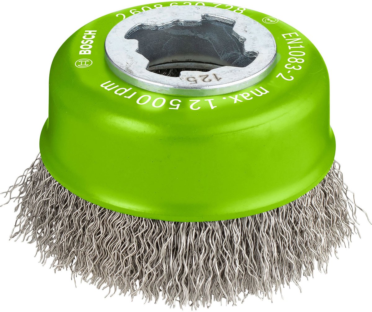 Bosch 2608620728 Brosse en acier à coupelle x-lock avec fil ondulé - acier inoxydable - 0,3 x 75 mm