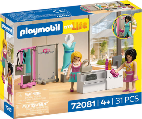 Boutique de mode Playmobil mylife | 2 figurines avec mannequin et comptoir | stimule la créativité | jouets pour enfants à partir de 4 ans | 72081