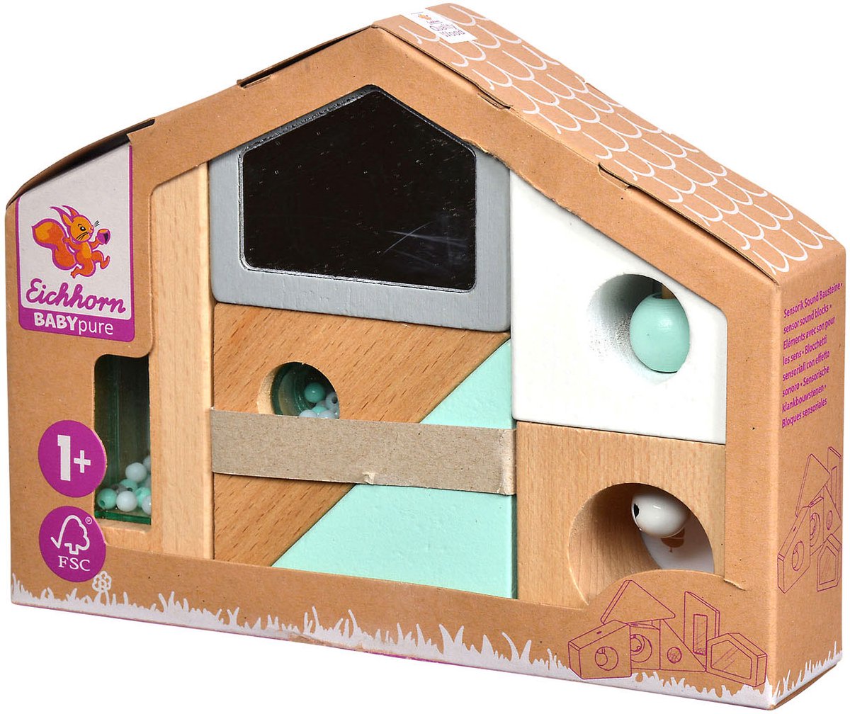 Blocs de construction en bois pur Eichhorn baby avec son