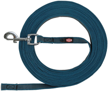 Trixie laisse ligne de remorquage pour chien avec caoutchouc antidérapant bleu pétrole L XL 5 m x 1,7 cm