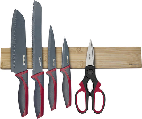 Porte-couteau magnétique Westmark nature - barre magnétique de haute qualité pour couteaux de cuisine et ciseaux, sûre et facile, avec porte-couteau. matériel de montage - bois, sans BPA