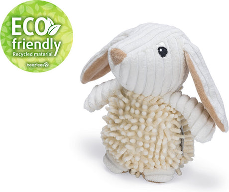 Beeztees eco honden knuffel konijn jenno - honden speelgoed - zonder piep - 100% gerecycled - beige - 24x14x12 cm