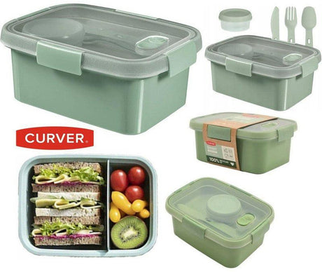 Curver smart to go eco lunch box 1,2l + set de couverts + saucière
