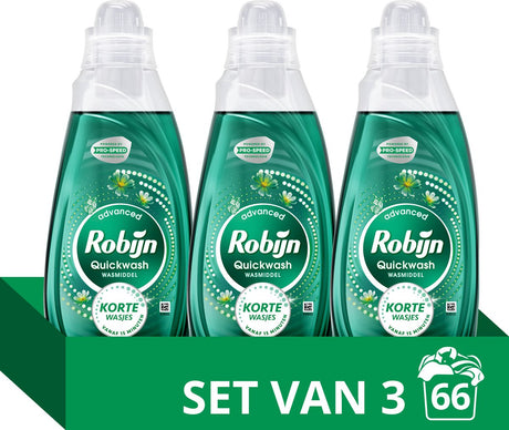 Robijn quickwash - vloeibaar wasmiddel - spring blossom - 3 flessen - 66 wasbeurten - voordeelverpakking