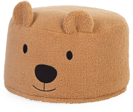 Pouf ours en peluche Childhome – 40x40x25 cm – pouf beige doux avec housse amovible et lavable – pour enfant à partir de 2 ans