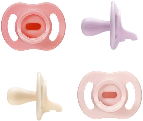 Tommee tippee sucette ultra-légère stayput - 0-6 mois - lot de 4 - sucette une pièce en silicone - rose
