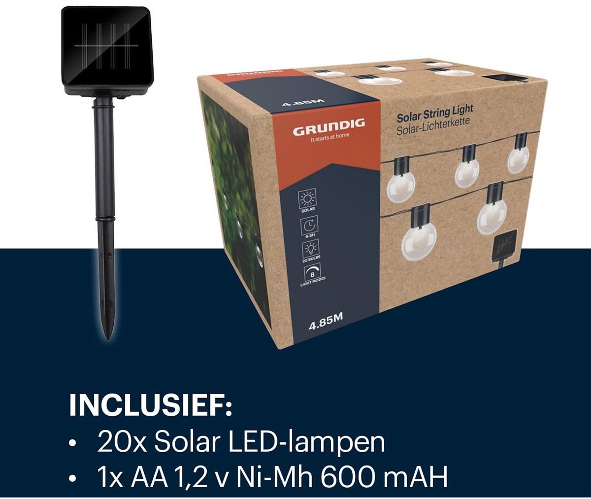 Guirlande lumineuse de jardin à énergie solaire 4,9 m | 2 pièces