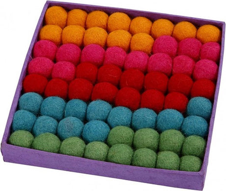 Perles de laine Creativ company, d 20 mm, couleurs fortes, 64 pièces 1 boîte
