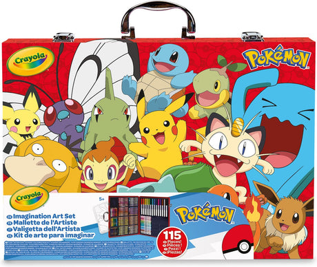 Crayola - Valise d'artiste Pokémon, coffret créatif de 115 pièces, à partir de 5 ans