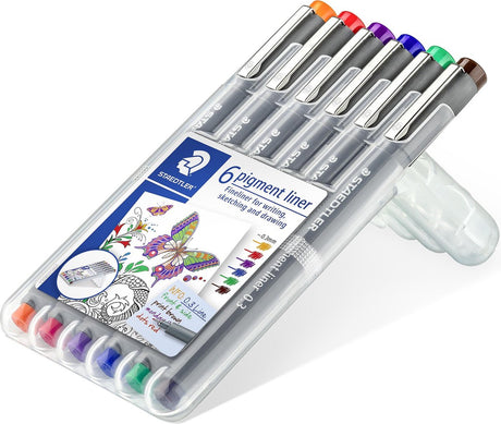 Staedtler - pigment liner - boîte 6 couleurs - 0,3 mm