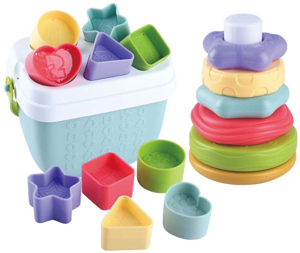 Trieur de formes et pile de jouets biosourcés Playgo - 19 pcs.