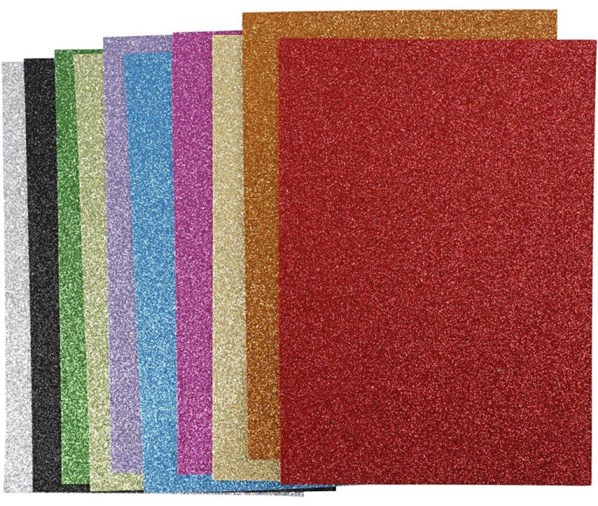 Société créative https : www.cchobby.nl paillettes-foam-vellen-a4-vel-210x297-mm-thickness-2-mm-glitter-diverse-colours-10-miscellaneous-vellen-1-doos