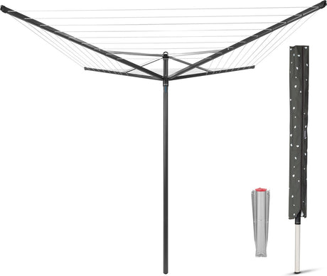 Séchoir rotatif Brabantia Top Spinner - 40 m - avec ancrage au sol en métal et couvercle de protection - anthracite