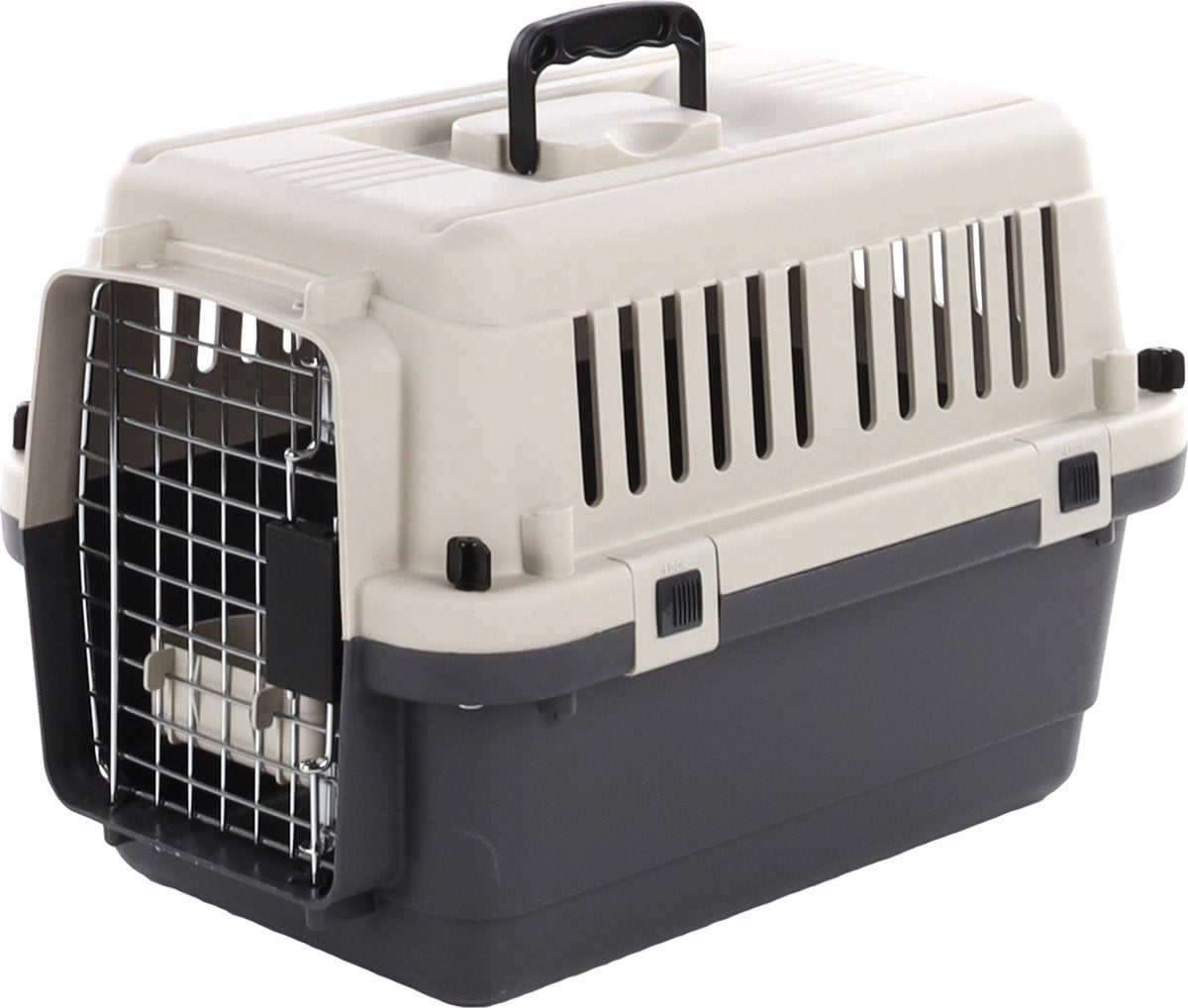 Caisse de transport Flamingo chat et chien – caisse voiture xs 50x33x33 cm – cage de transport nomade gris foncé