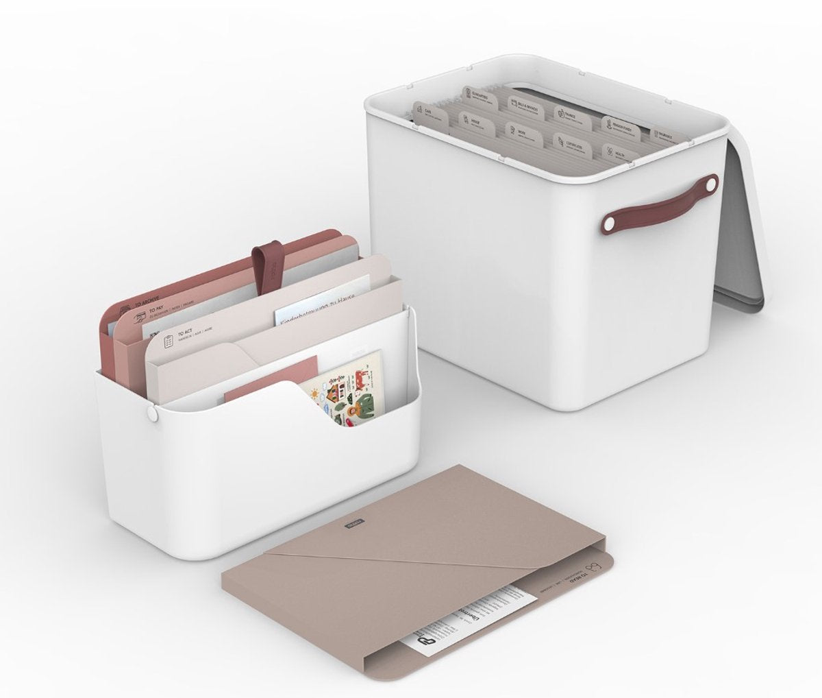 Rotho my paper organizerset, documenten organizer en archief 2 in 1. wit met rode inleggers. geschikt voor a4 formaat