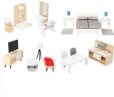 Small foot - ensemble complet de meubles de maison de poupée en bois, 28 pièces.