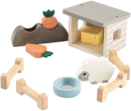 Fait par des cerfs, petite ferme, ensemble de jeu en bois, mouton