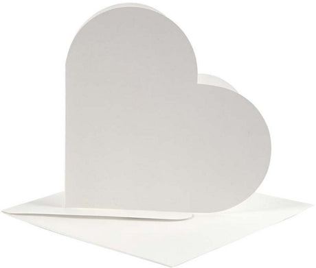 Cartes en forme de coeur Creativ company, format carte 12,5x12,5 cm, format enveloppe 13,5x13,5 cm, blanc cassé, 10 jeux 1 boîte